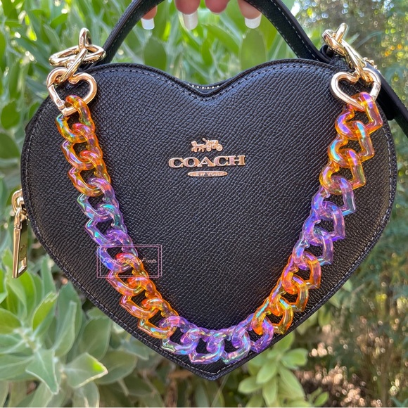 Halloween Orange Purple Triple Hearts Bag Purse Novelty Resin Chain Charm Strap - Picture 12 of 14